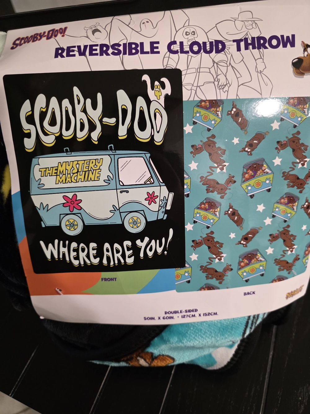 Scooby-Doo Reversible Cloud Throw Blanket - Teal/Black